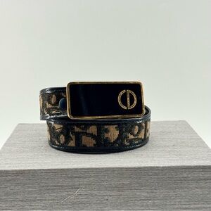 Vintage Christian Dior Monogram Belt | Black & Gold Tone Buckle